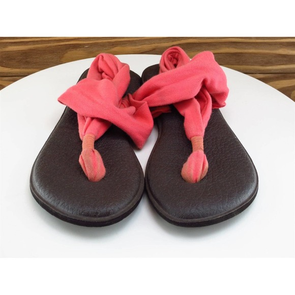 Sanuk Size 7 Sandal Thong Pink Fabric Women M - Picture 3 of 10